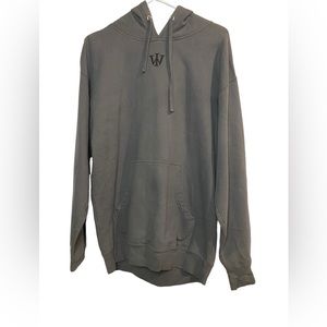 WRLDINVSN Gray With Logo Lightweight Hoodie Pullover Size L 100% Cotton